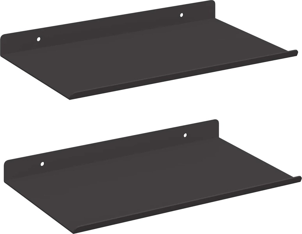 vidaXL Lebegő polc 2 pcs Fekete 30 x 17,5 x 2,5 cm Acél