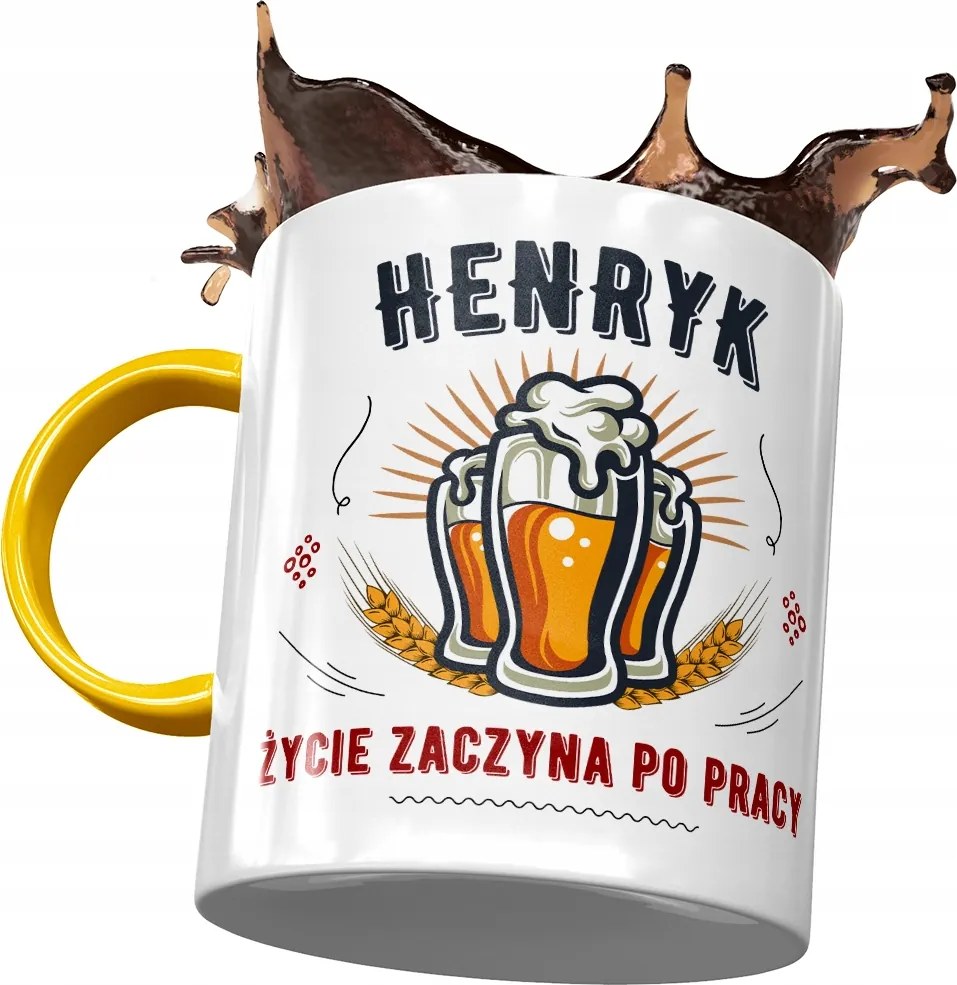 Sárga Bögre Henrik Férj Kolléga Ajándék Nyomtatott Fotóval