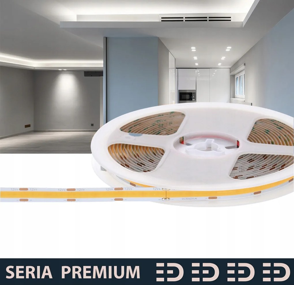 Led szalag CRI90 Hideg fehér| 12V|320 LED/m|700lm/m|1mb|3 év garancia