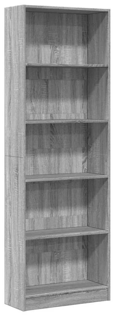 szürke sonoma színű szerelt fa könyvespolc 60 x 24 x 176 cm