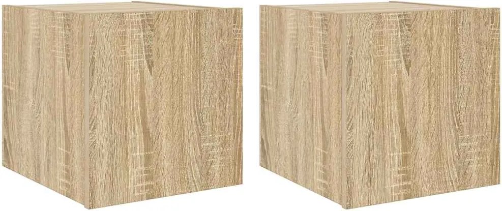 vidaXL 2 db sonoma tölgy színű fali TV-szekrény LED-del 30,5x35x30 cm