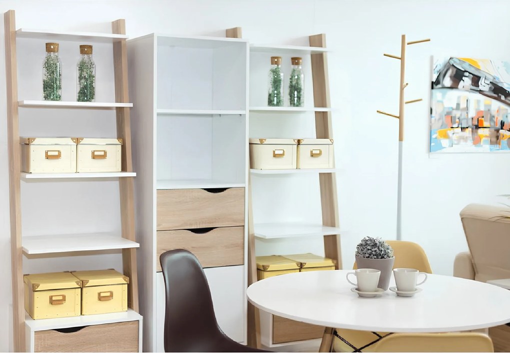 könyvespolc fiókkal, tölgy sonoma/fehér, OSLO 75385