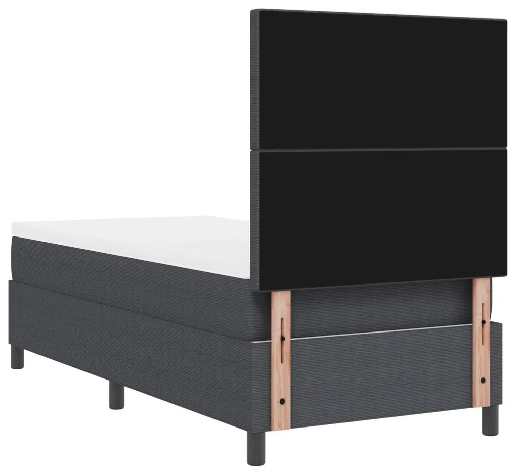 Boxspring ágy matraccal sötétszürke 80x200 cm kordbársony szövet
