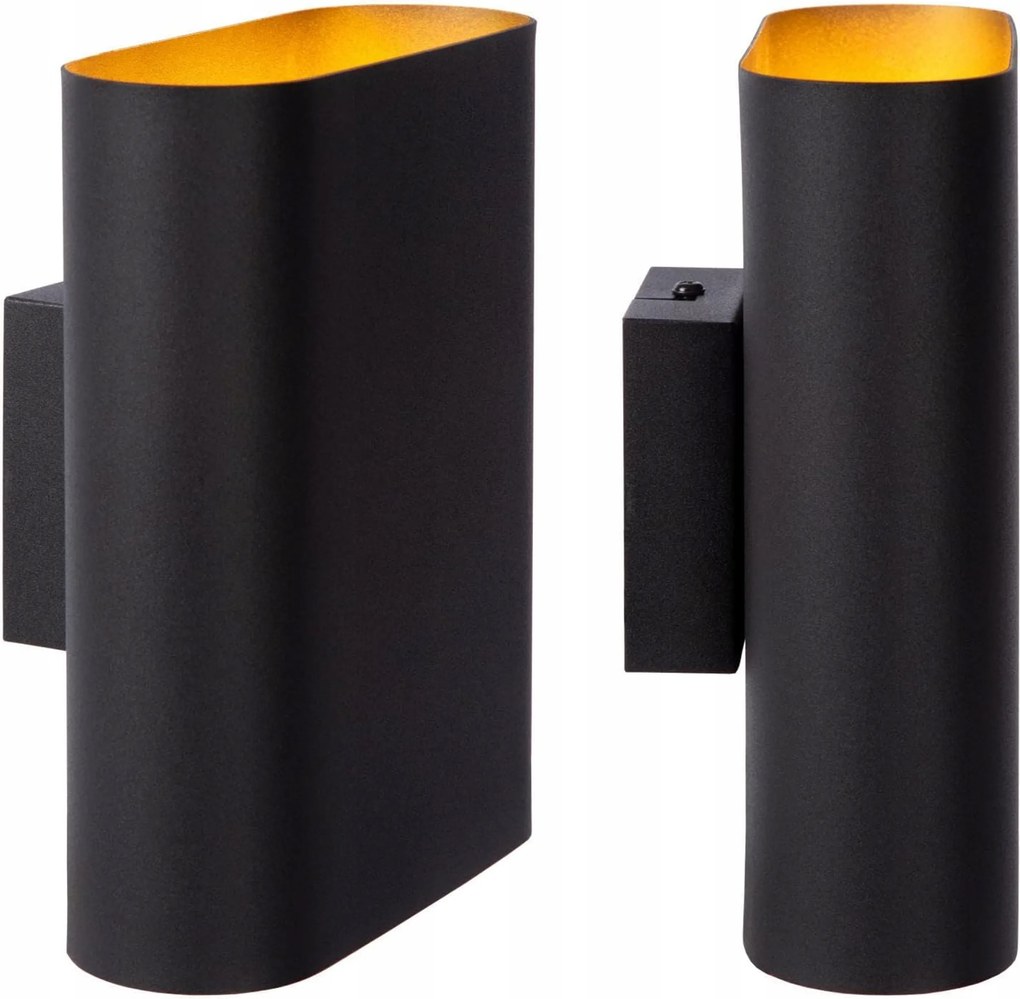 Beltéri fali lámpa Lucide Ovalis fekete 2x E14 fém fényerőszabályozható