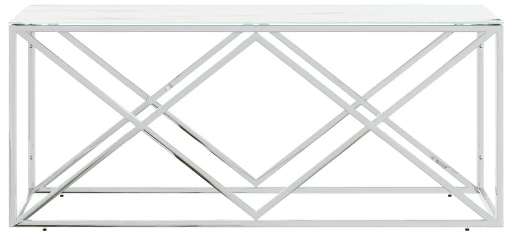 Üveg és rozsdamentes acél dohányzóasztal 110x45x45 cm