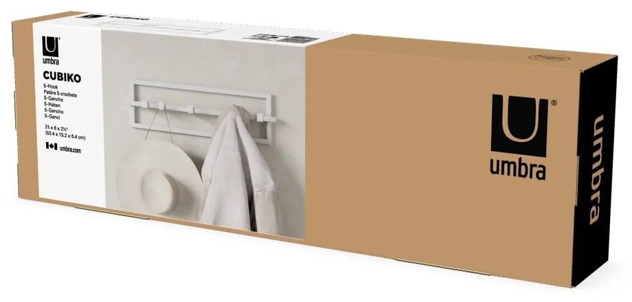 Fehér fém fali fogas Cubiko – Umbra