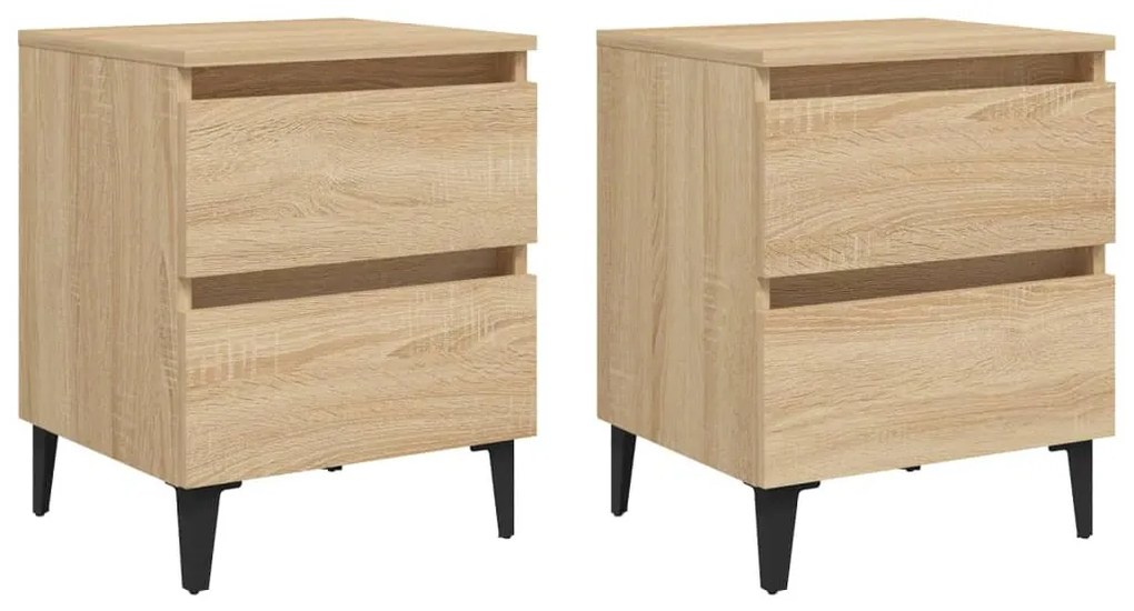 2 db sonoma tölgy színű szerelt fa éjjeliszekrény 40x35x50 cm