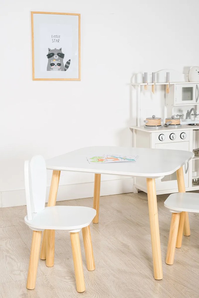 Ourbaby - Gyerek asztal és székek nyuszifülekkel Bunny