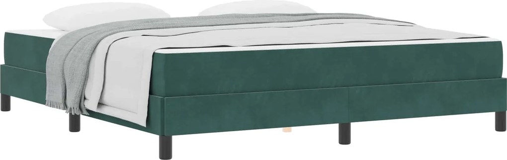 vidaXL Boxrugós ágy matracmal Sötétzöld 180 x 200 cm szövet