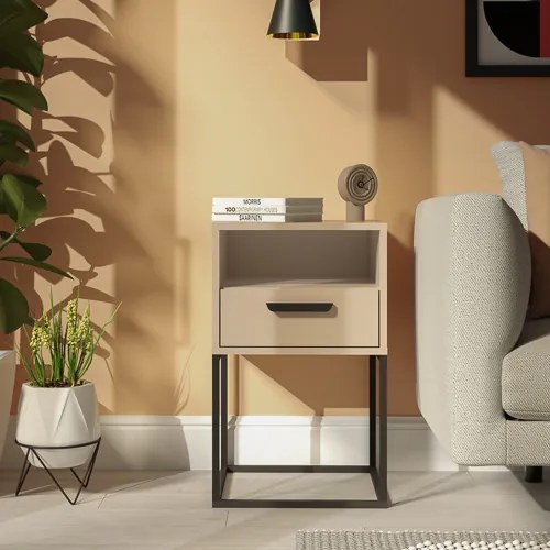 CABINET éjjeliszekrény bézs/fekete színben, 40 cm