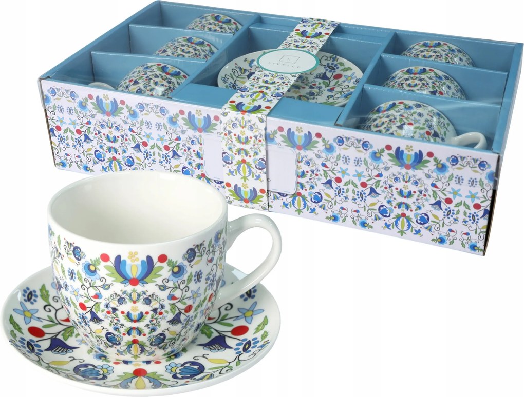 Livello Kávéscsésze 6 x 250 ml csészealjjal 14 cm népies