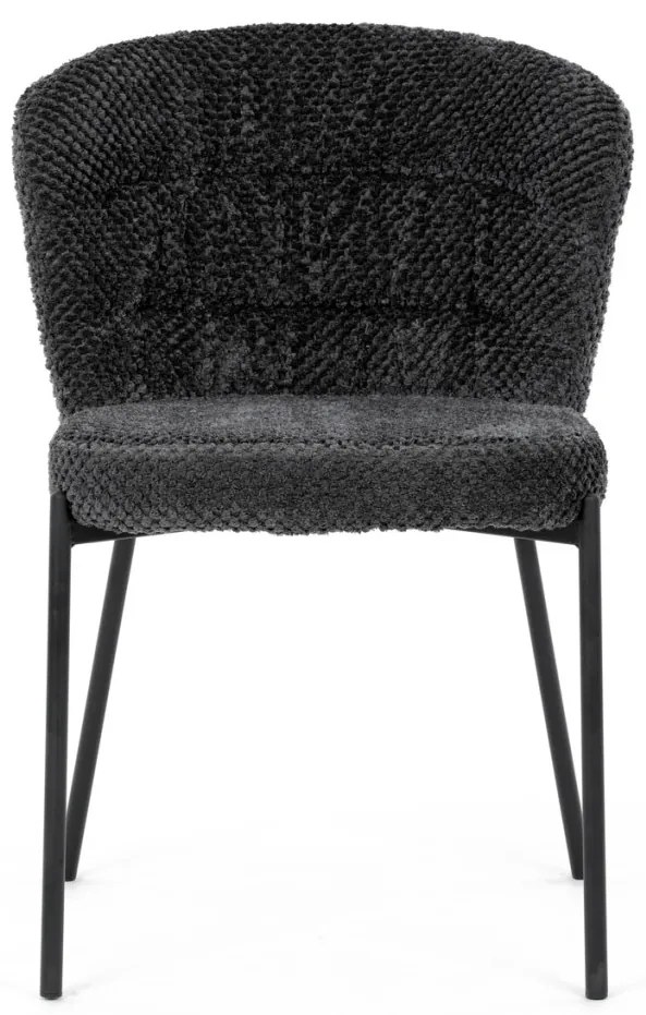 Scaun de sufragerie, stofă gri, picioare metalice negre