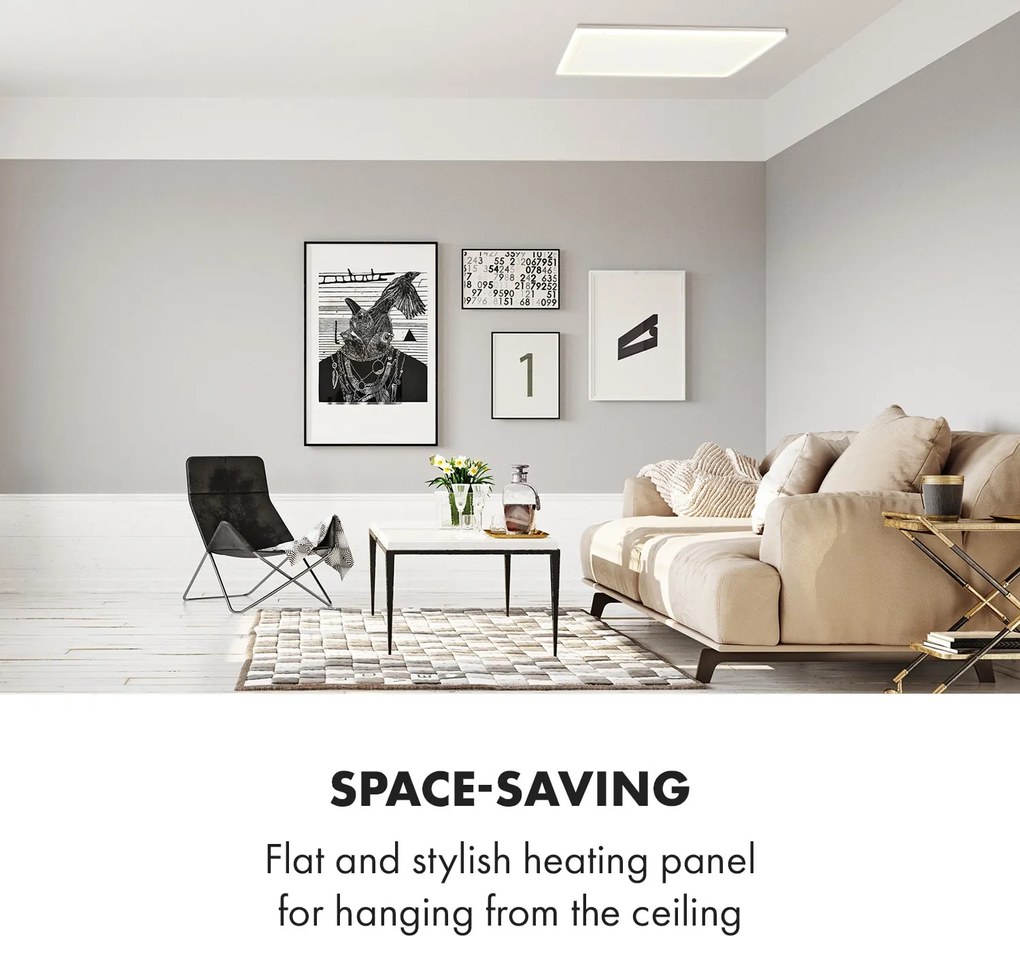 Klarstein Midnight Sun, mennyezeti infravörös hősugárzó, 110,5 x 70,5 cm, 600 W
