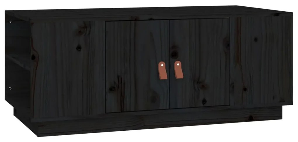 Fekete tömör fenyőfa dohányzóasztal 100 x 50 x 41 cm