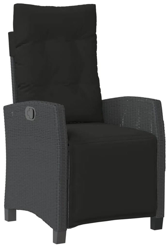 3 részes fekete polyrattan kerti étkezőgarnitúra párnákkal