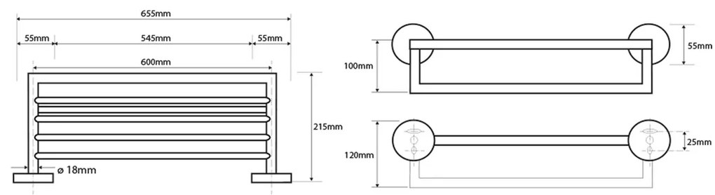 SAPHO XR419 X-Round törülközőtartó 65 x21,5 x 11 cm, ezüst