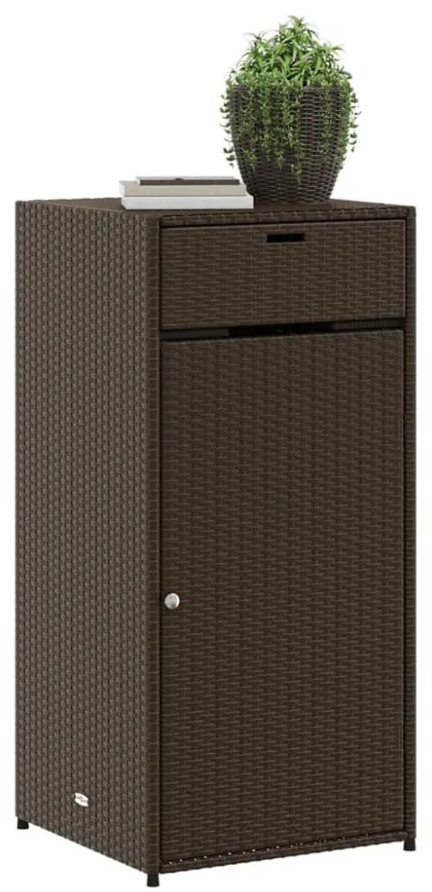 barna polyrattan kerti tárolószekrény 55 x 55 x 111 cm