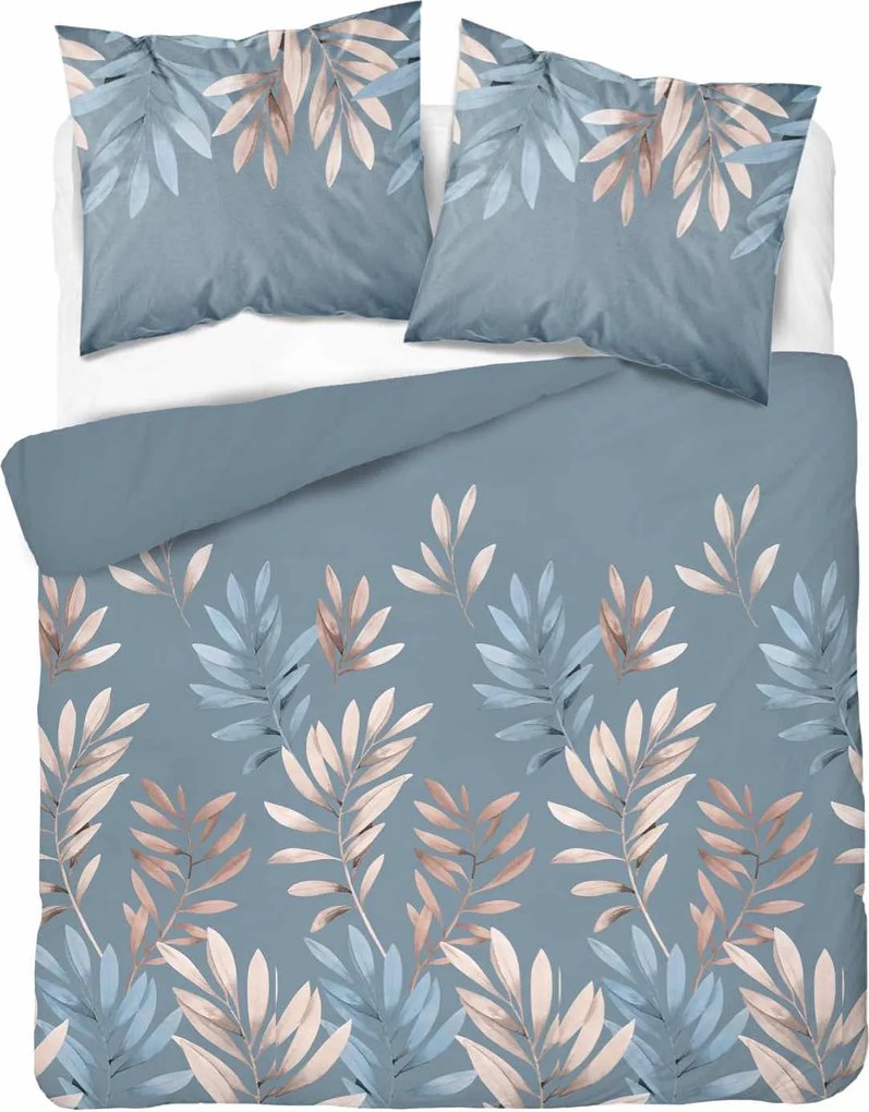 Kék Szatén Mikroszálas Ágyneműhuzat Levelek Ágak 160x200