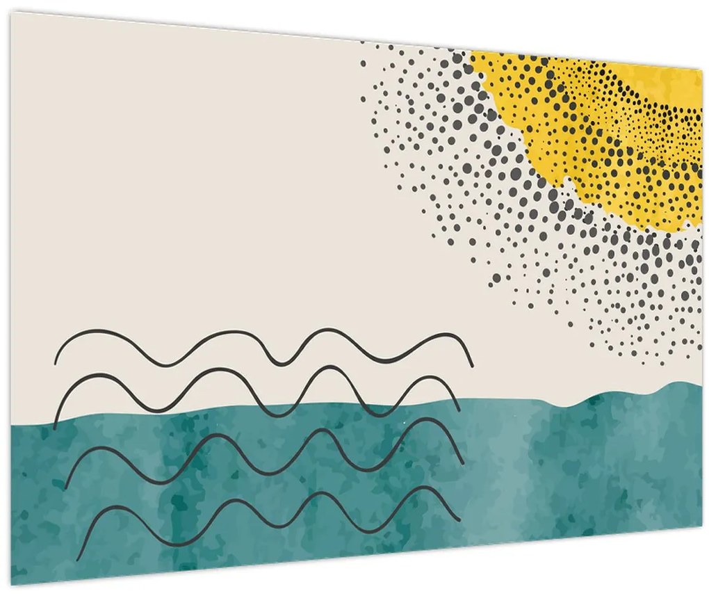 Kép - Absztrakt festmény a strandról N⁰1 (90x60 cm)