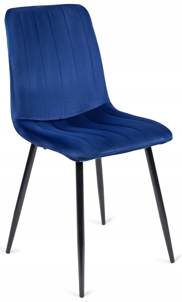 Étkezőgarnitúra: bővíthető asztal 102–142 cm + 4 db sötétkék velúr szék – HARRY / IBIS