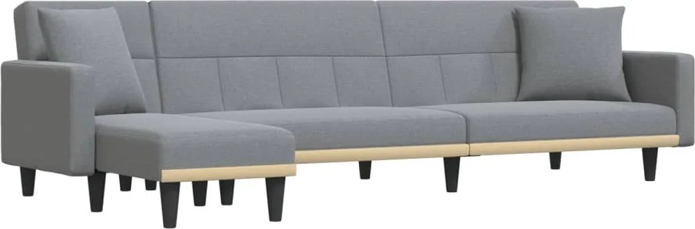 vidaXL világosszürke L-alakú szövet kanapéágy 275x140x70 cm