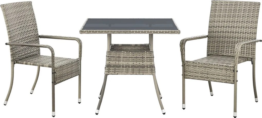 Juskys Rattan asztal Yoro - szürke