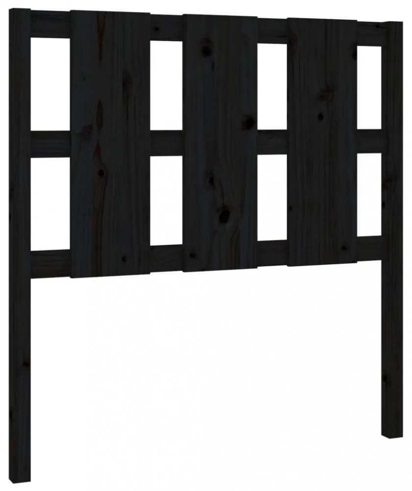 fekete tömör fenyőfa ágyfejtámla 105,5 x 4 x 100 cm