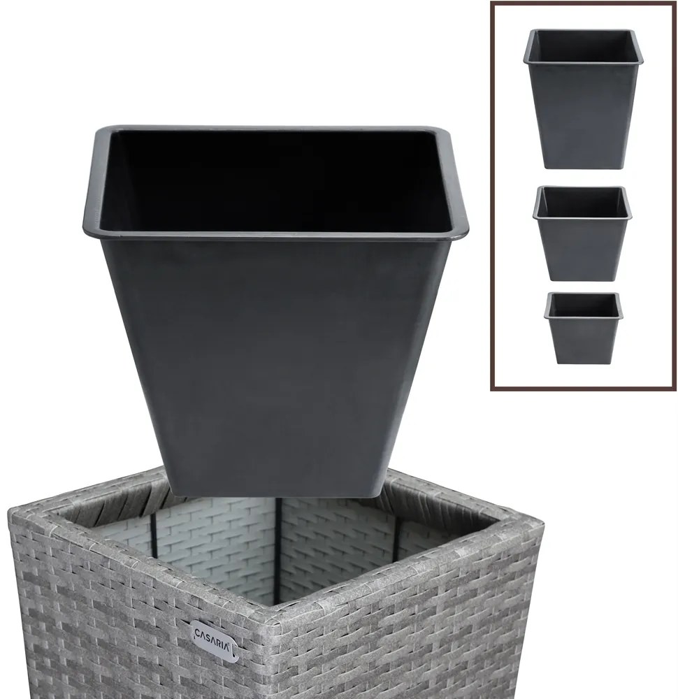 Casaria® 3 darabos virágtartó készlet - szürke