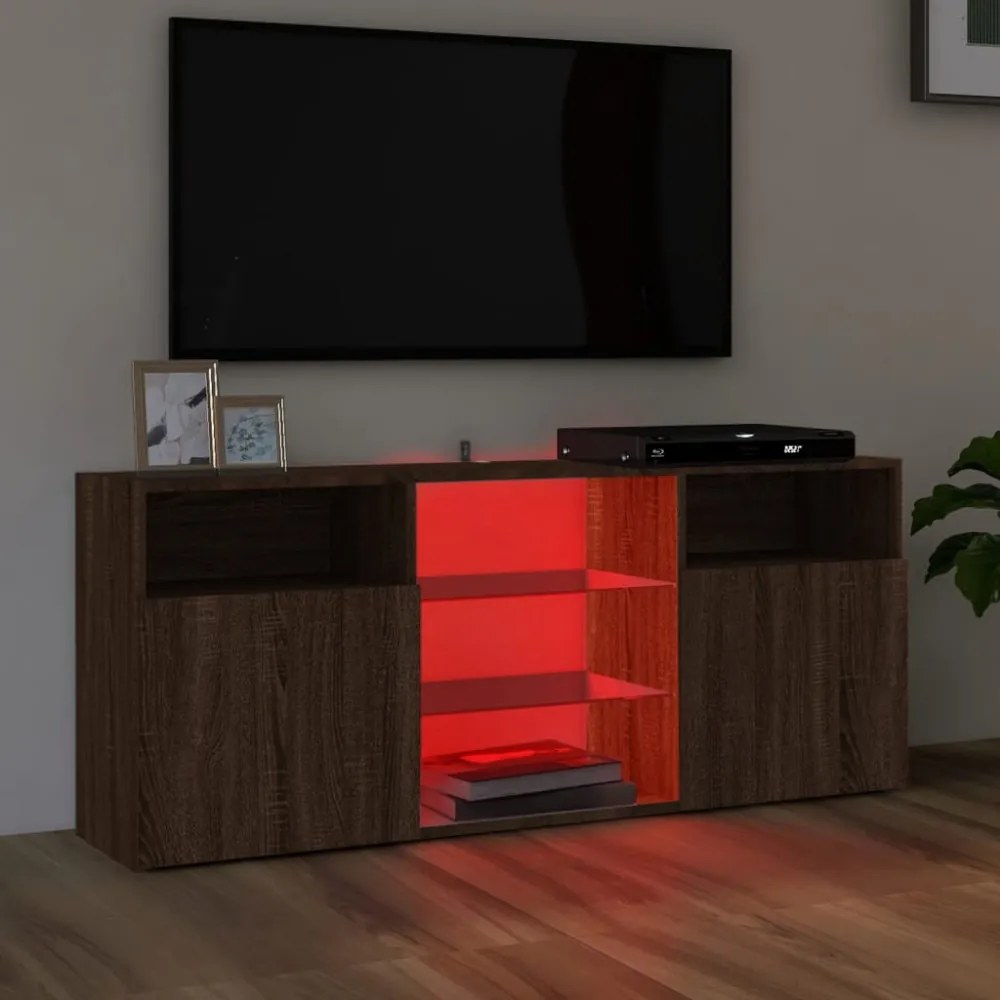 barna tölgy színű LED-es TV-szekrény 120x30x50 cm