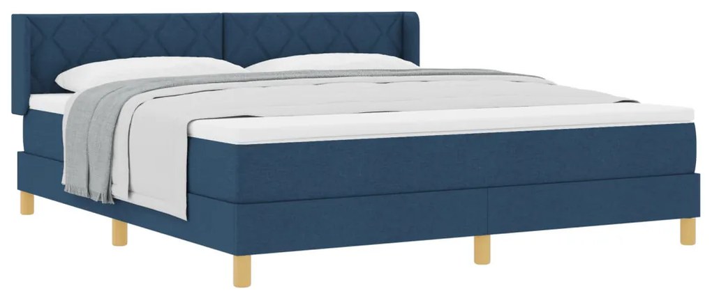 Boxspring Ágy Matraccal Kék színben, 180 x 200 cm, Szövet.