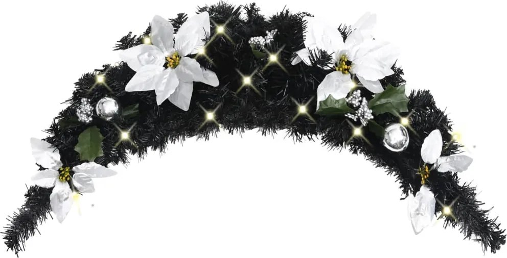 vidaXL fekete PVC karácsonyi boltív LED-lámpákkal 90 cm