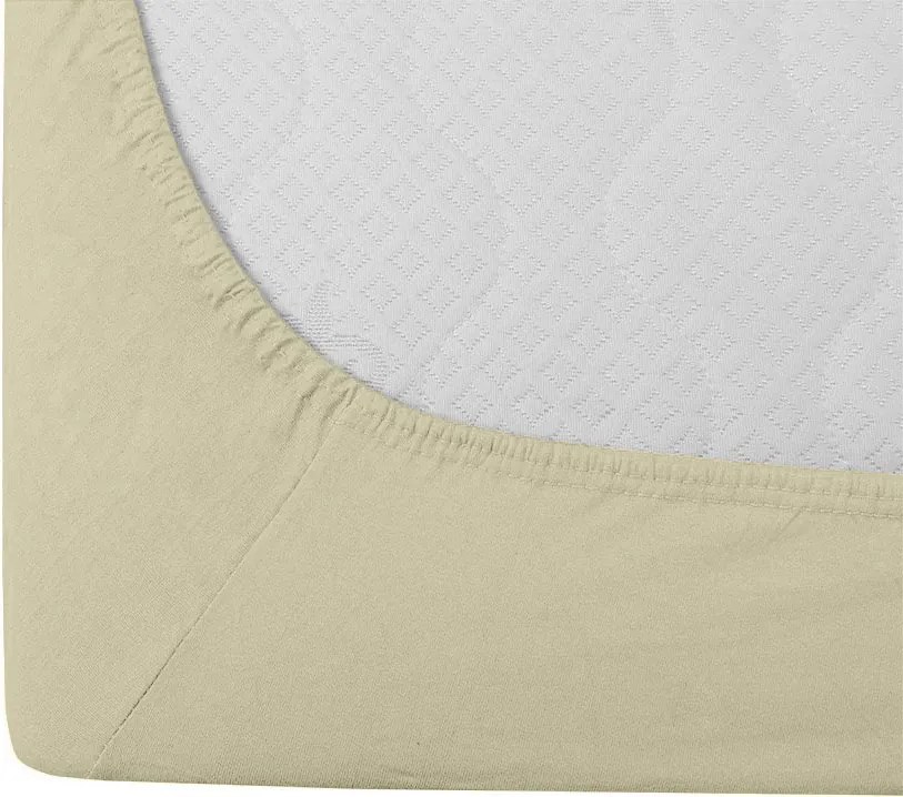 Jersey gumis lepedő lycrával krémszínű 90 x 200 cm