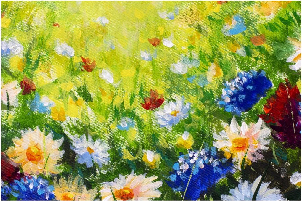 Virágzó rét képe, olajfestmény (90x60 cm)