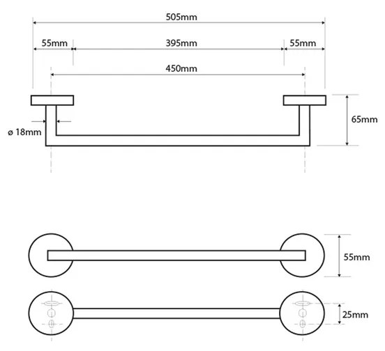 SAPHO XR402 X-Round törölközőtartó 50 cm , ezüst