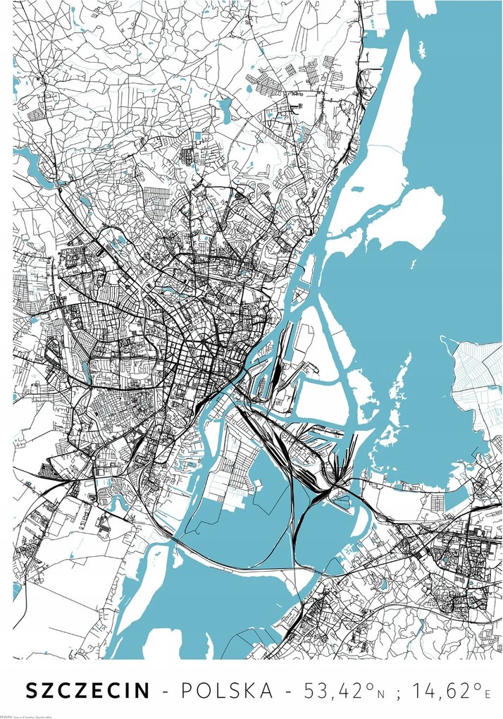 Szczecin Várostérkép poszter A2 42x59,4 cm