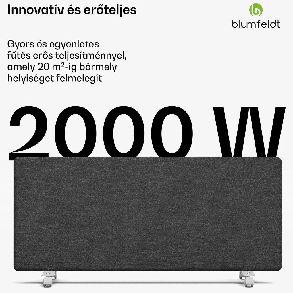 Blumfeldt ThermaTouch konvektor, 2 000 W, elegáns kialakítás, érintéses vezérlés, 20 m²-ig