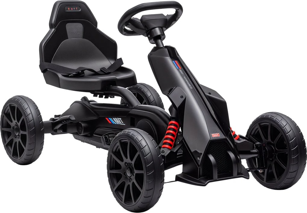 HOMCOM Go-Kart Pedálos Autó Kézi Fékkel, Állítható Üléssel, Előre- és Visszaforgó Sebességekkel, EVA Kerekekkel, Gyerek Kettcar 3-8 Éves Gyermekeknek