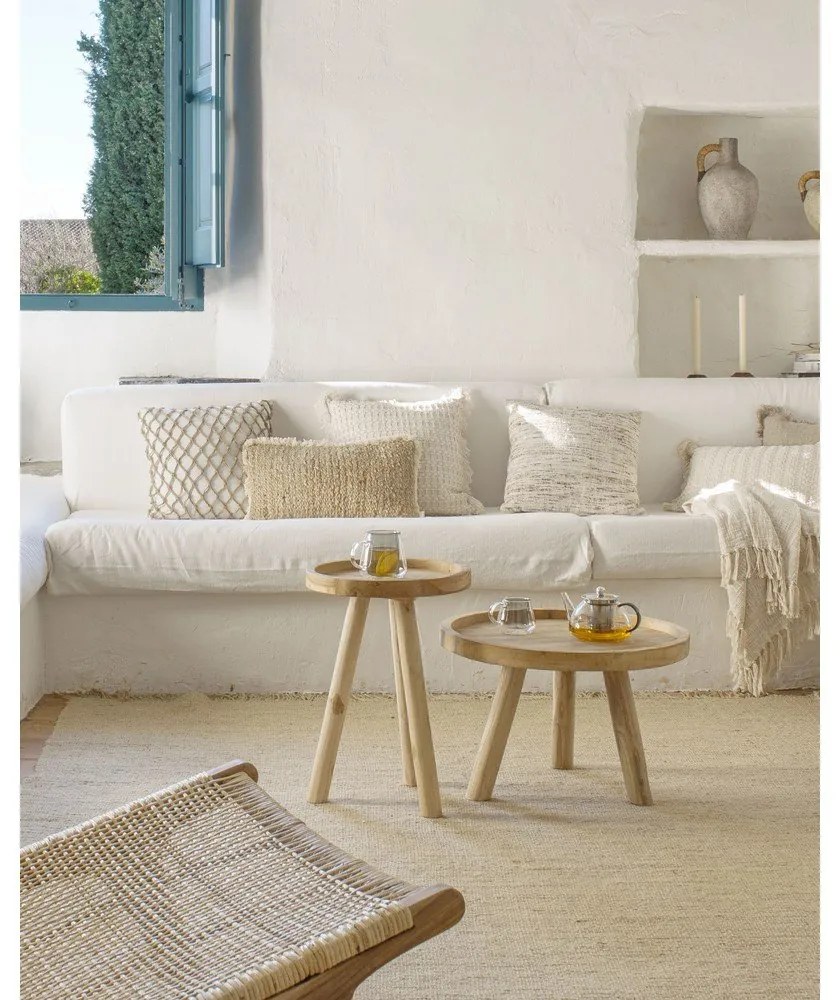 Teakfa kerek tárolóasztal ø 35 cm Glenda – Kave Home