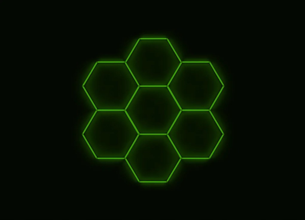 Komplett Led hatszögletű lámpa, 7 elemes, 238 x 252 cm