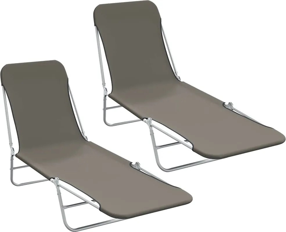 vidaXL 2 db szürke összecsukható acél és szövet napozóágy
