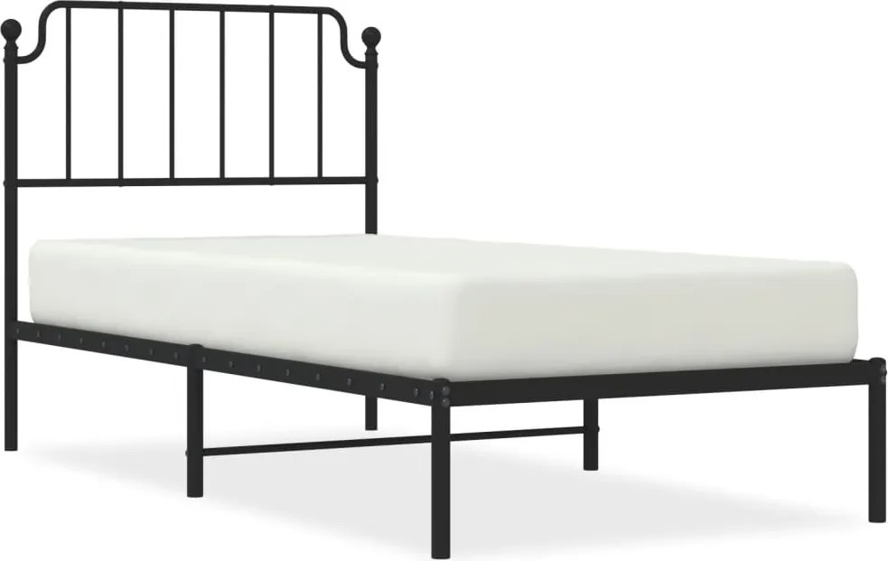 vidaXL fekete fém ágykeret fejtámlával 90 x 200 cm