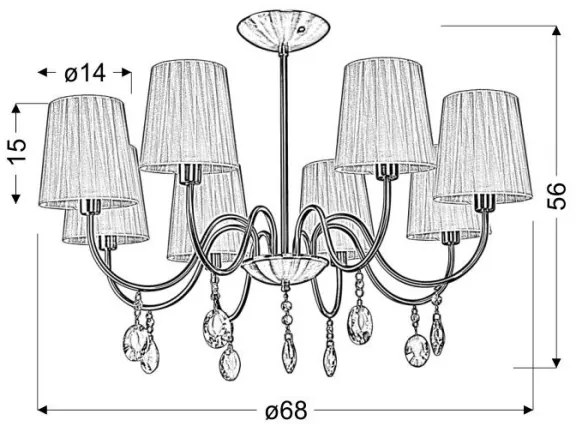 Csillár rúdon SORENTO 8xE14/40W/230V fekete