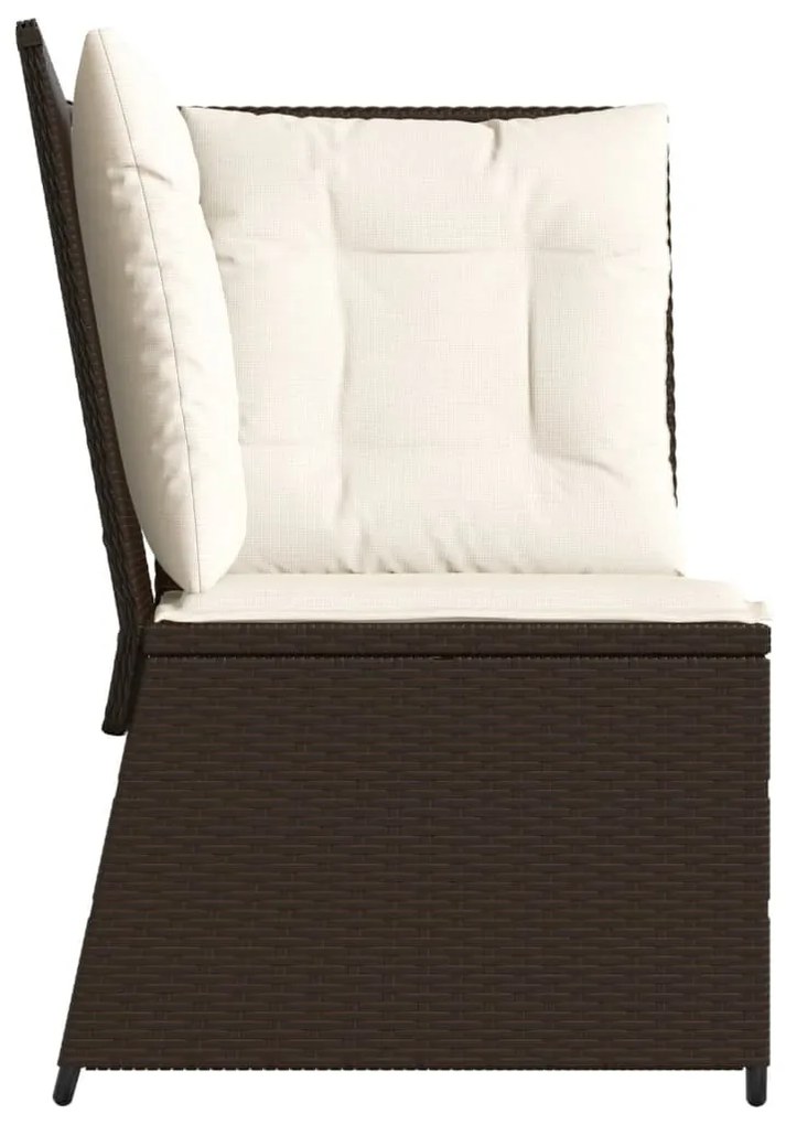 Barna polyrattan kerti sarokkanapé párnákkal