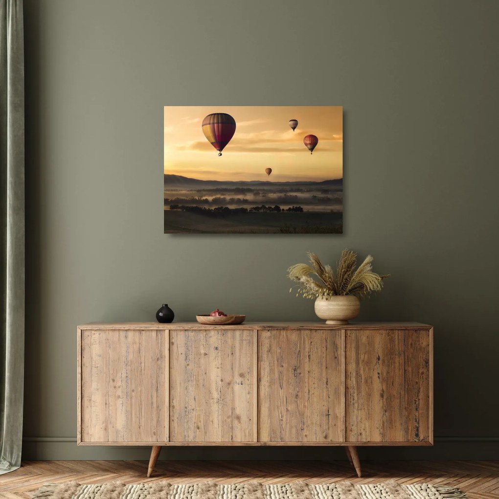 Kép - repülő léggömbök (üvegen) (70x50 cm)