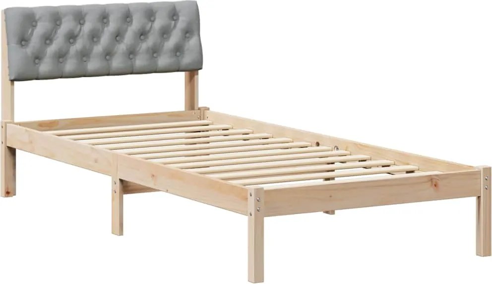 vidaXL Ágykeret Barna és világosszürke 90 x 200 cm Tömör fenyőfa