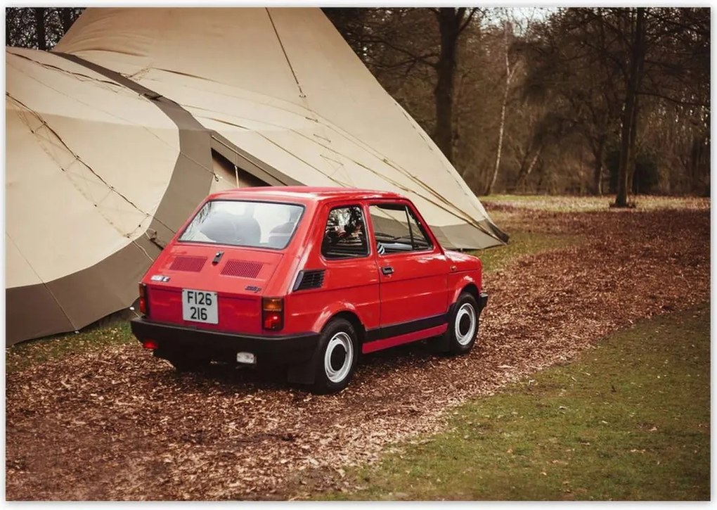 Poszterek 100x70 Piros kisautó Fiat 126p