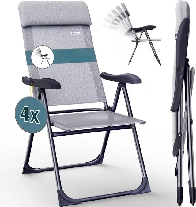 Deuba 4 darabos kempingszék szett - világosszürke