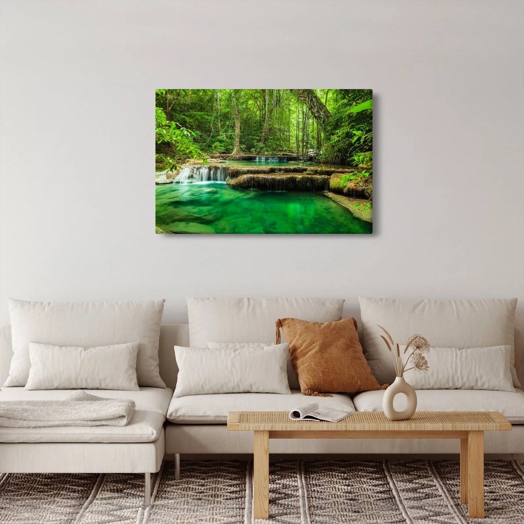 Kép - Erawan vízesés Kanchanaburiban, Thaiföldön (90x60 cm)