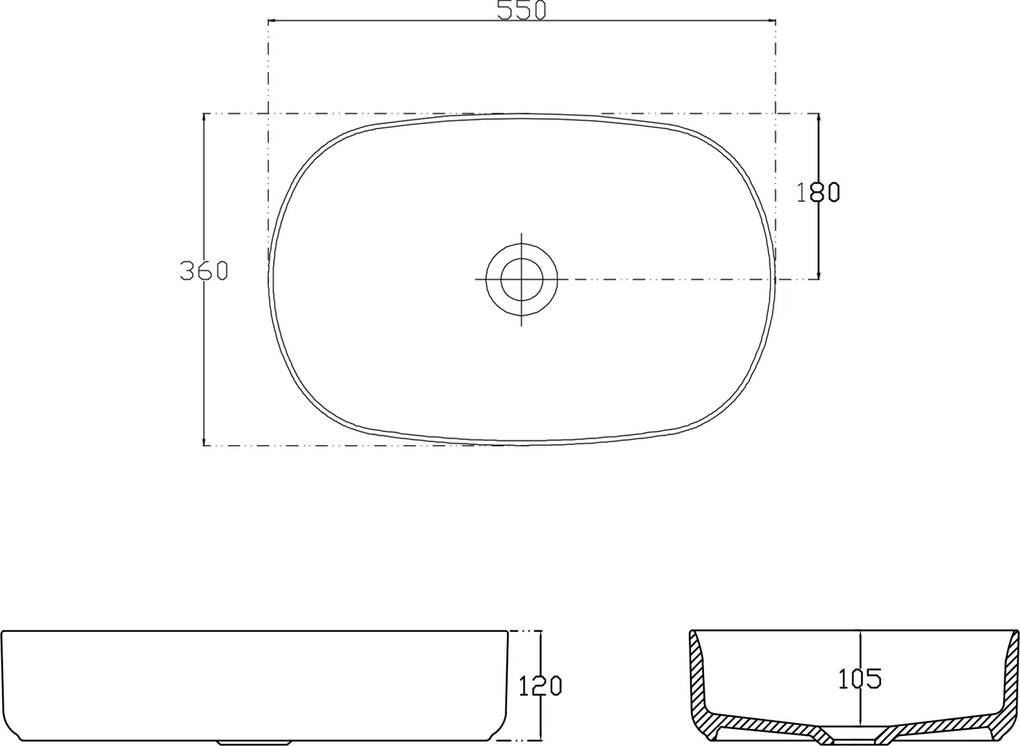 Sapho, INFINITY OVAL kerámia asztali mosdókagyló, 55x36 cm, Ivory, 10NF65055-2K