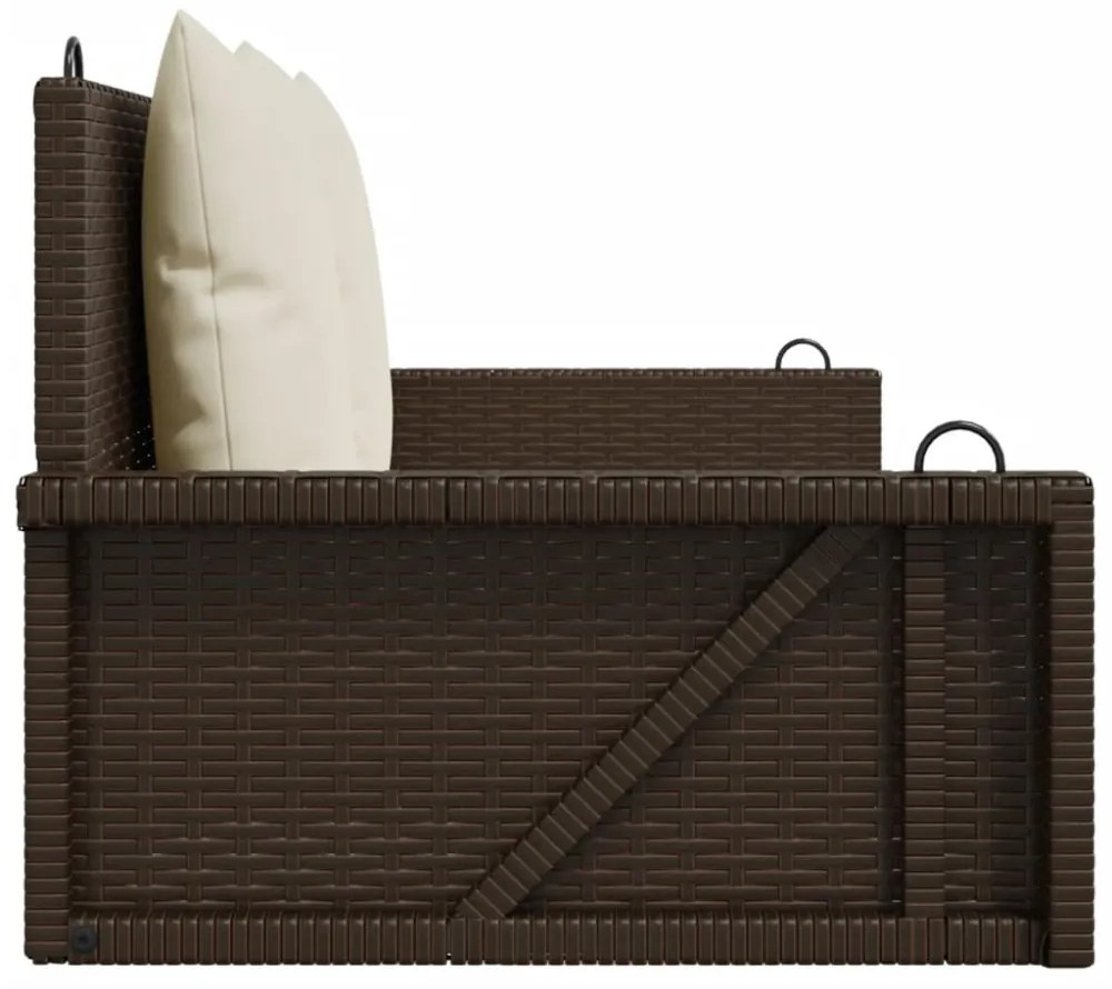 barna polyrattan hintapad párnával 119 x 56 x 48 cm